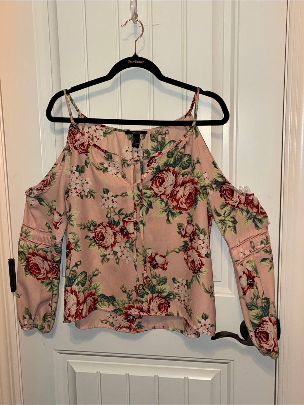 Forever 21 L Pink Floral Cold-Shoulder Camisole - Picture 10 of 15